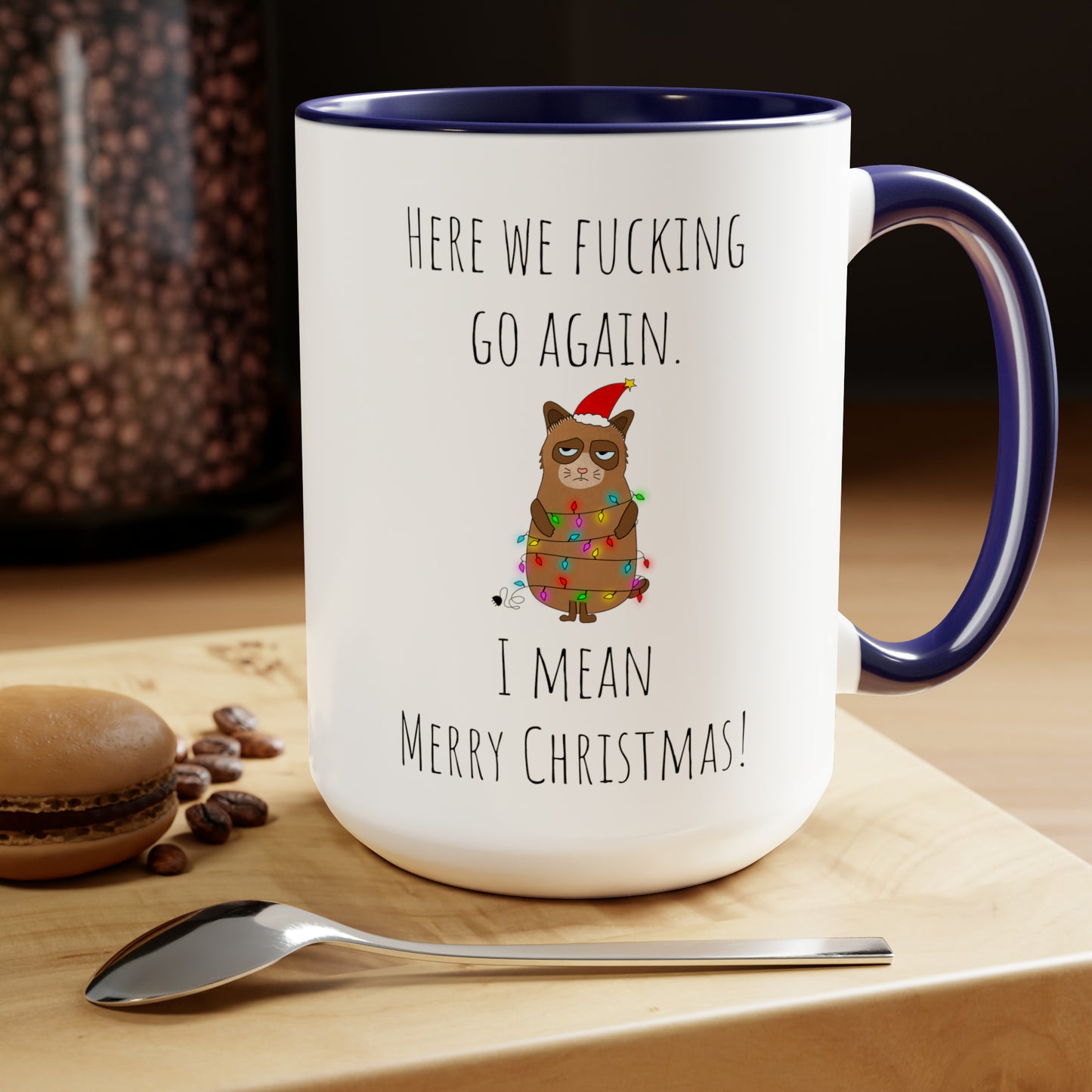 Grumpy cat Christmas mug Coffee Mug lover party gift mug Floral mug gift for her Mug funny gift for wife Coffee Mugs tea Christmas gift 15oz