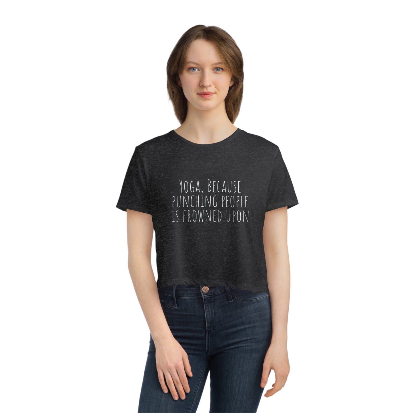 Yoga top yoga because punching people is frowned upon shirt women's rights shirt yogawear spiritual clothes bohemian gift for her Flowy