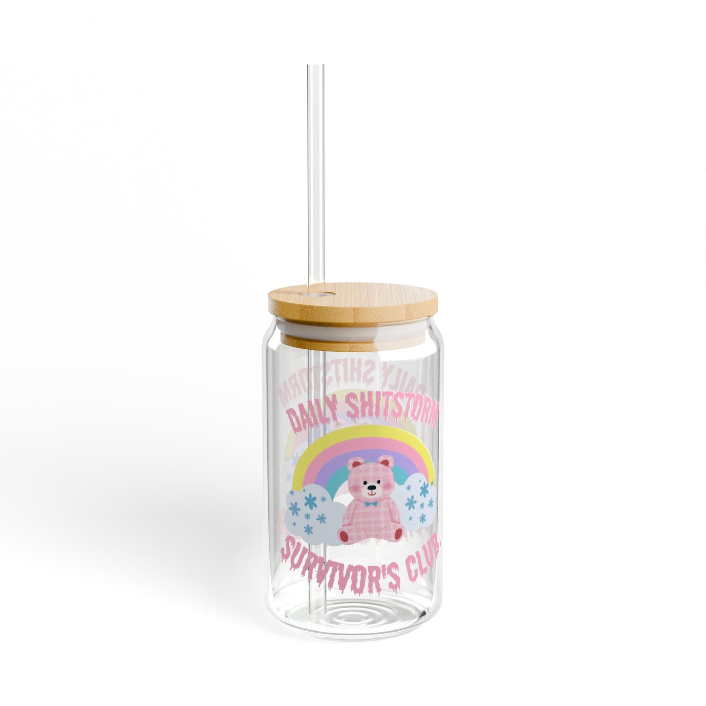 Funny Boss glass Daily Shitstorm survivor's club mug sipper glass floral glass gift for her gift for teacher for mom bestie Sipper Glass