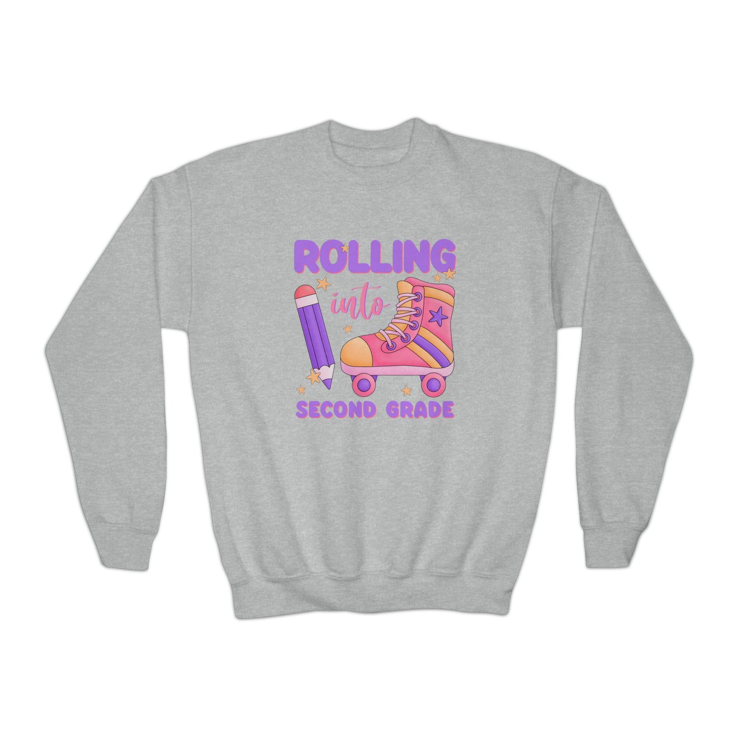 First day of school sweater second grade shirt elementary school style Youth Crewneck Sweatshirt