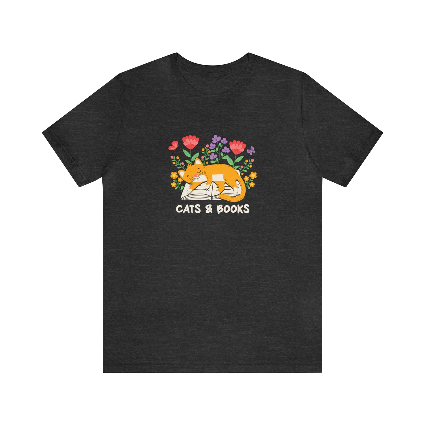 Cat Mom Shirt Cat Lover Tee Cute Book Cat Shirt Floral Book Shirt Book Lover Sweatshirt Reader Bookish Tee Cat Themed Gift For Women for men