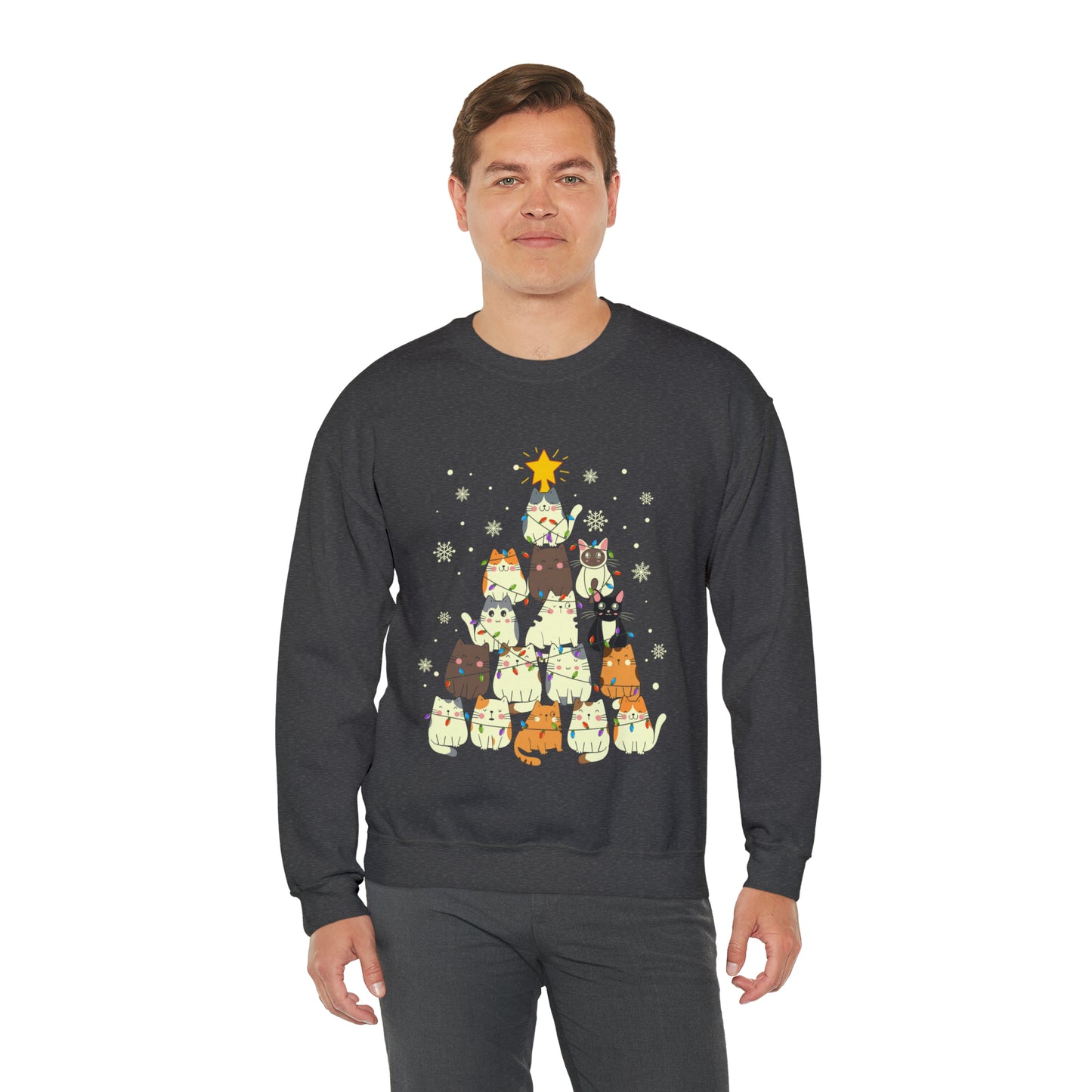 Cat Christmas sweater Kitty Christmas tree sweatshirt Family Cat lover gift for gift for him Merry Bright Christmas sweatshirt Christmas