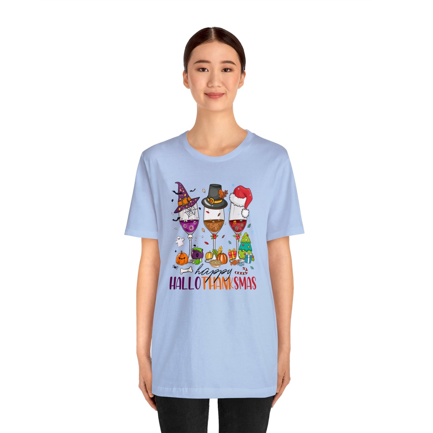 Wine lover shirt Happy holidays shirt Hallothanksmas gift for her gift for him happy Hallothanksmas Shirt Christmas gift Thanksgiving shirt