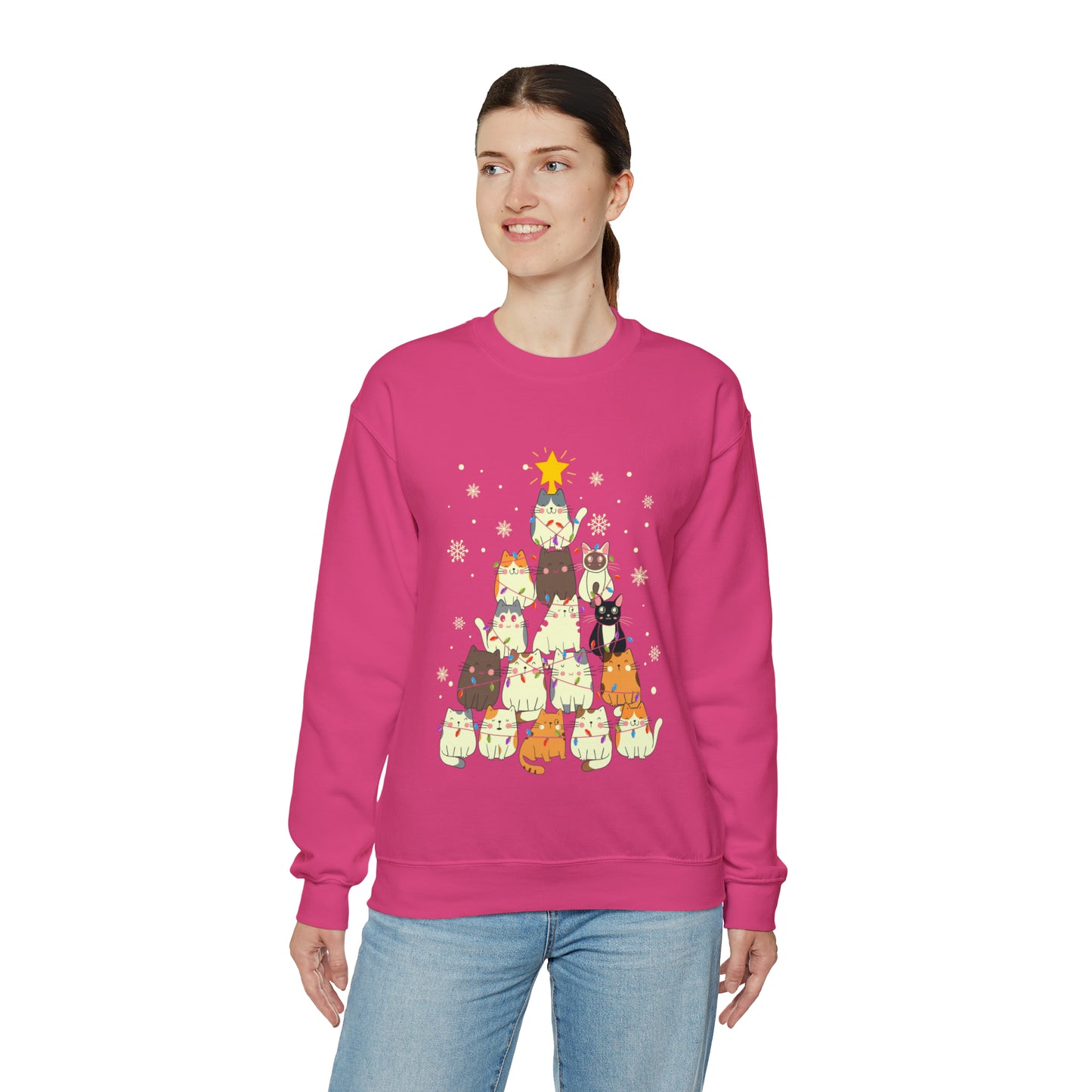 Cat Christmas sweater Kitty Christmas tree sweatshirt Family Cat lover gift for gift for him Merry Bright Christmas sweatshirt Christmas