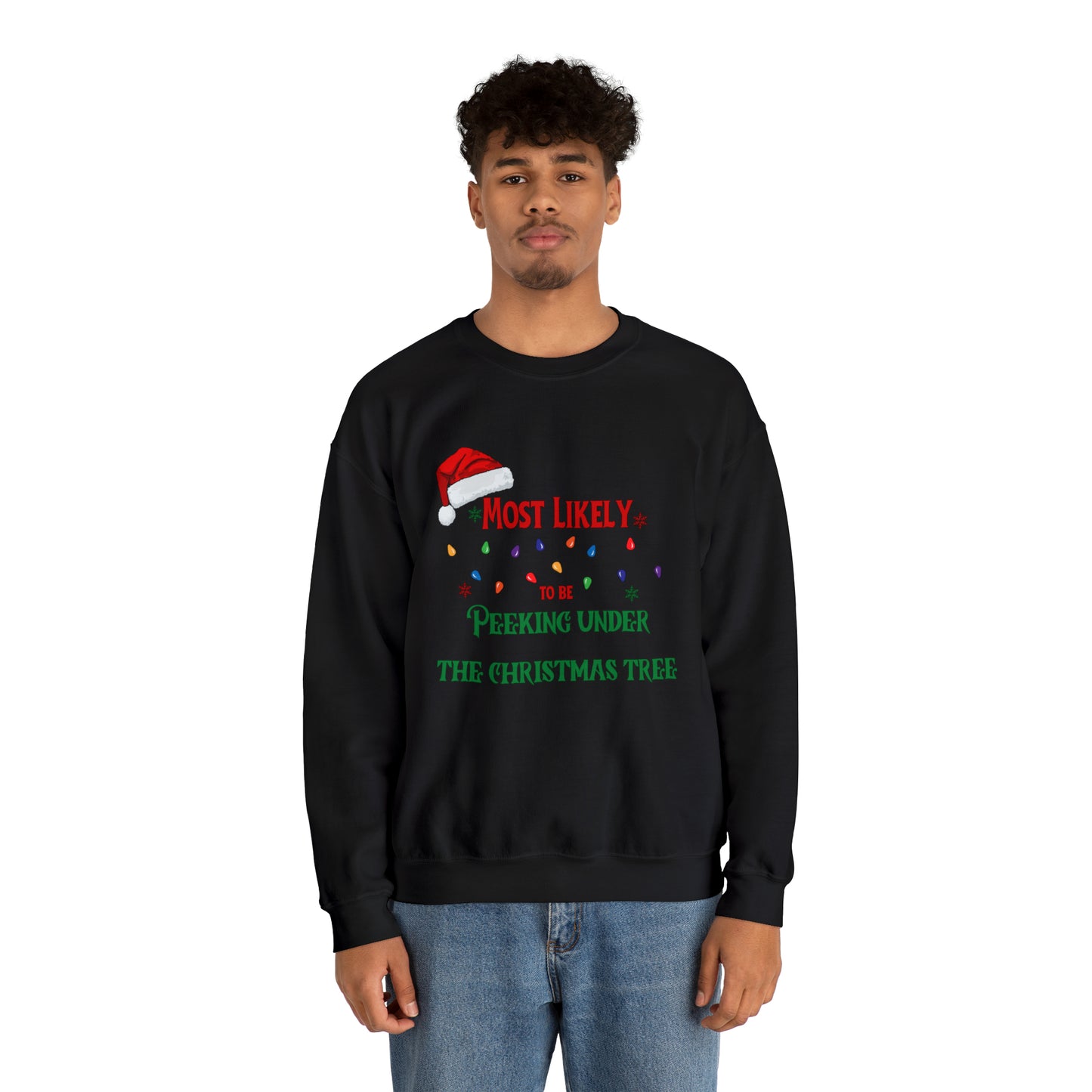 Matching Family Christmas Shirts Most likely to peek under the Christmas tree Santa claus Hat family tshirts Family Christmas Shirt, Matching Xmas Tees Custom Christmas T shirt photos