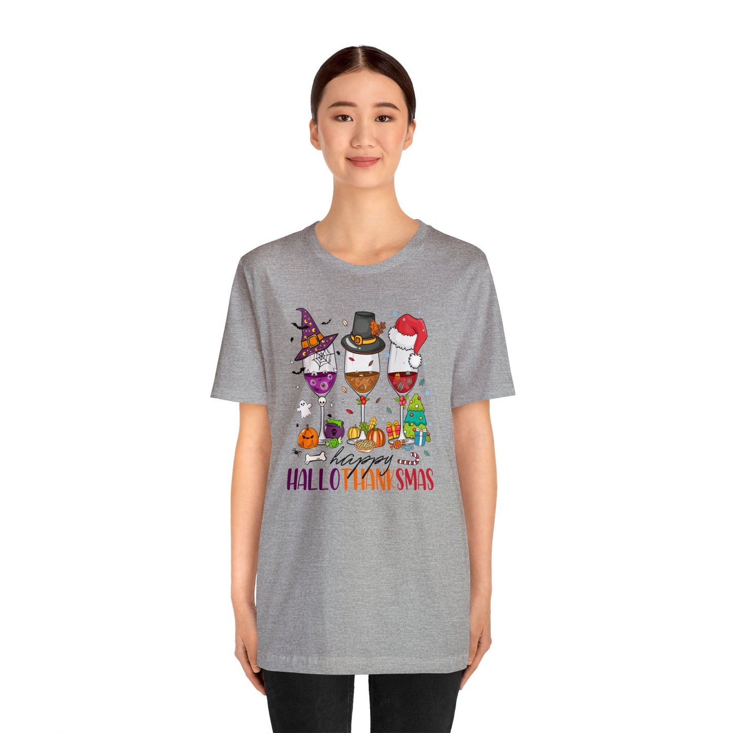 Wine lover shirt Happy holidays shirt Hallothanksmas gift for her gift for him happy Hallothanksmas Shirt Christmas gift Thanksgiving shirt
