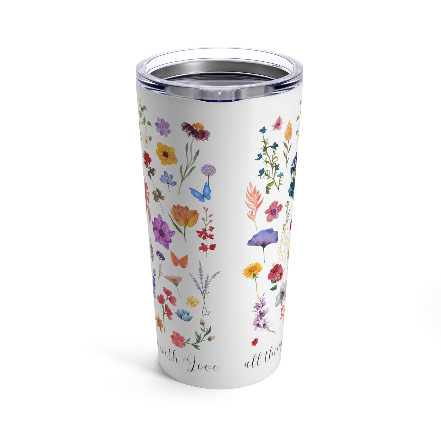 Grow with love tumbler teacher gift All things grow with love Flower child tumbler Birthday girl gifts Party Girl Birthday gift for her 20oz
