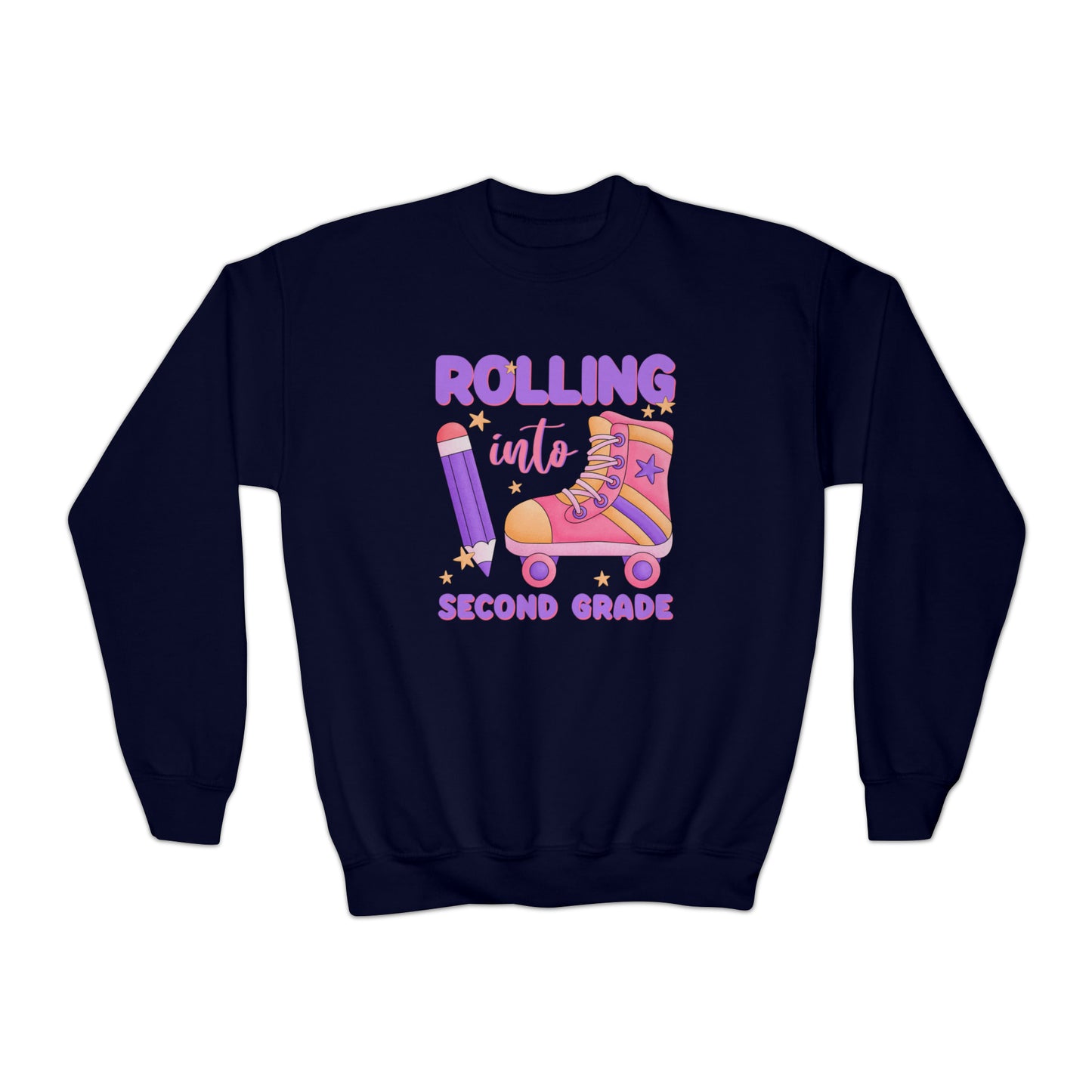 First day of school sweater second grade shirt elementary school style Youth Crewneck Sweatshirt