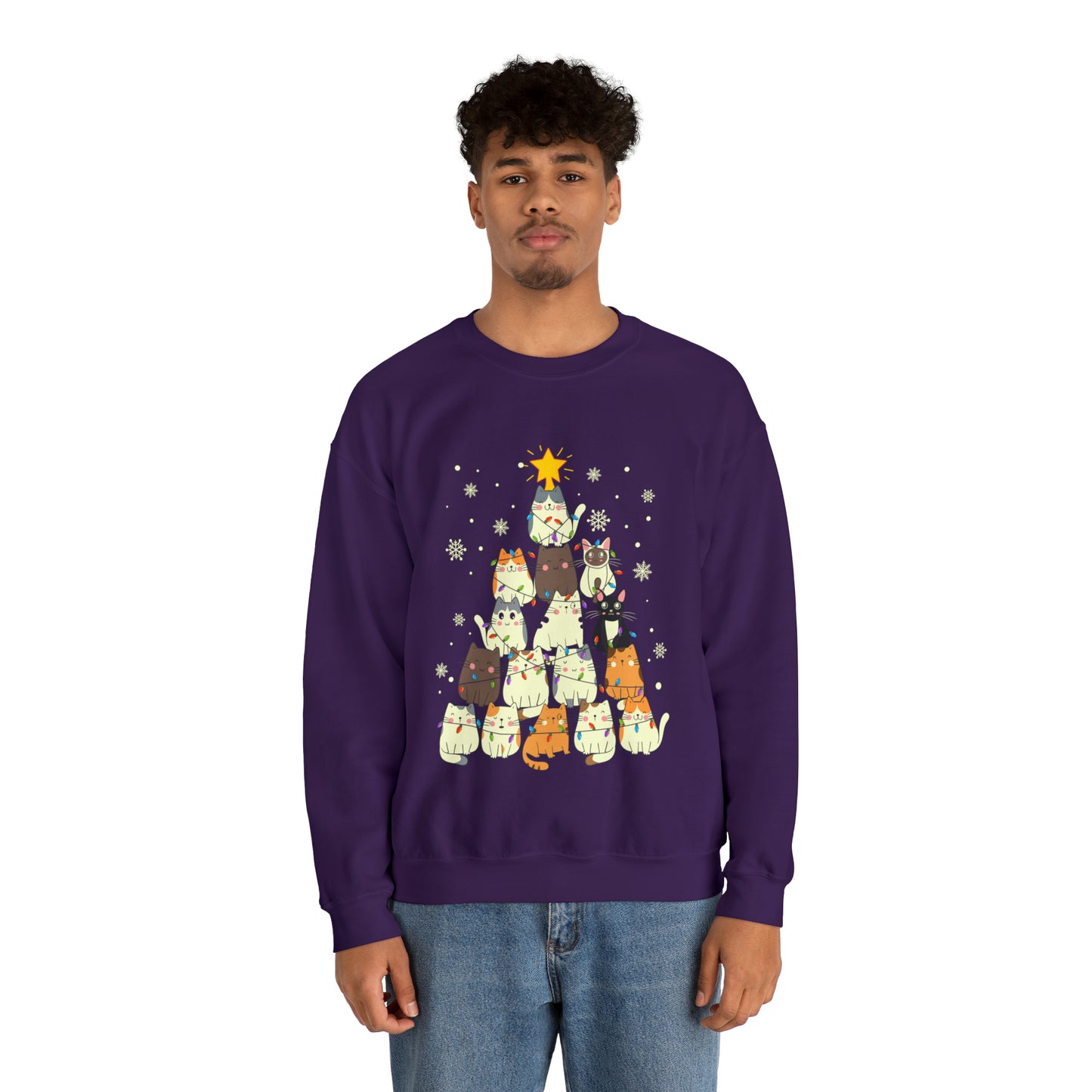 Cat Christmas sweater Kitty Christmas tree sweatshirt Family Cat lover gift for gift for him Merry Bright Christmas sweatshirt Christmas