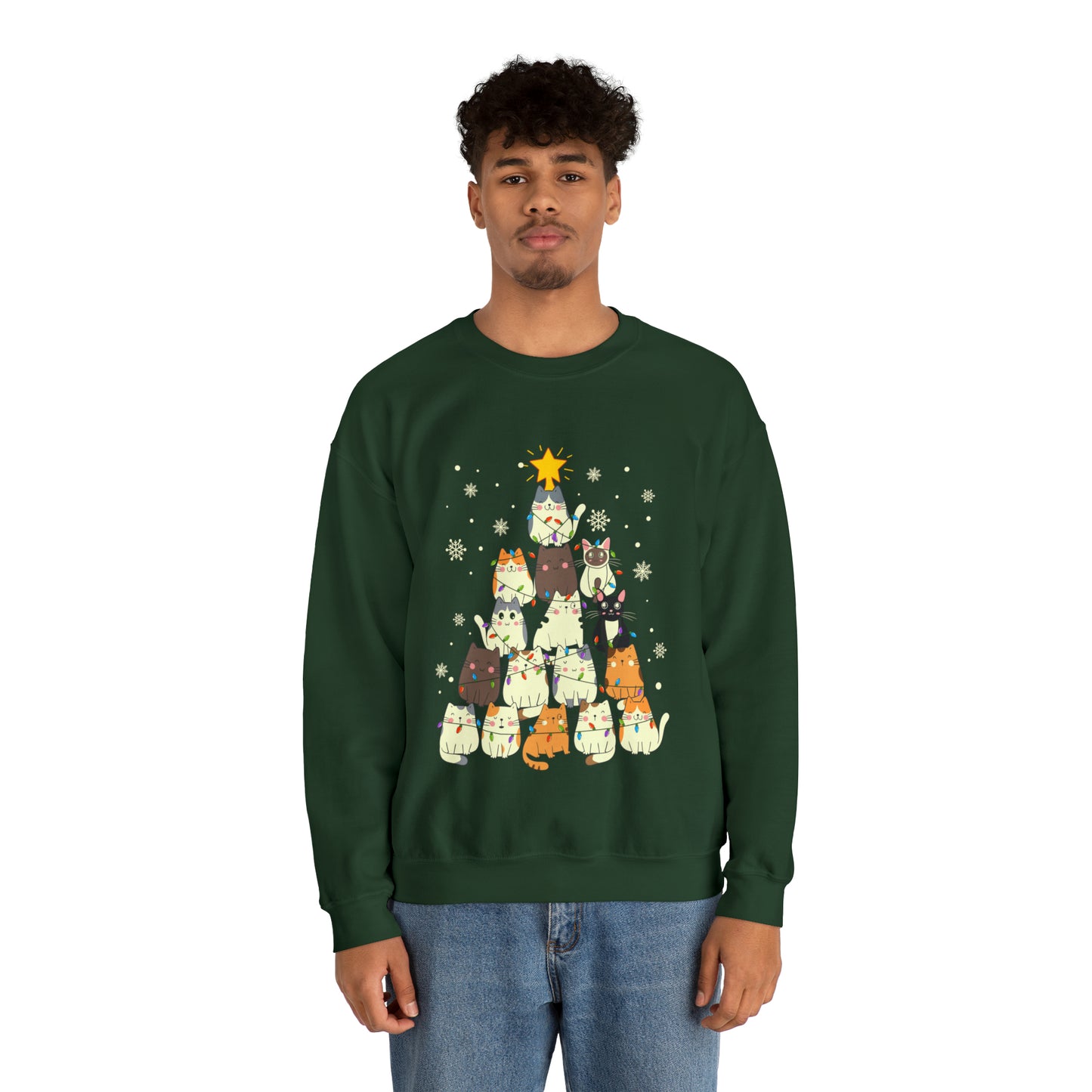 Cat Christmas sweater Kitty Christmas tree sweatshirt Family Cat lover gift for gift for him Merry Bright Christmas sweatshirt Christmas