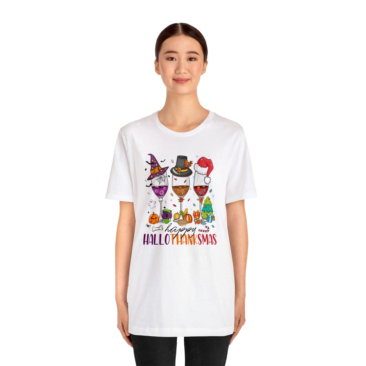 Wine lover shirt Happy holidays shirt Hallothanksmas gift for her gift for him happy Hallothanksmas Shirt Christmas gift Thanksgiving shirt