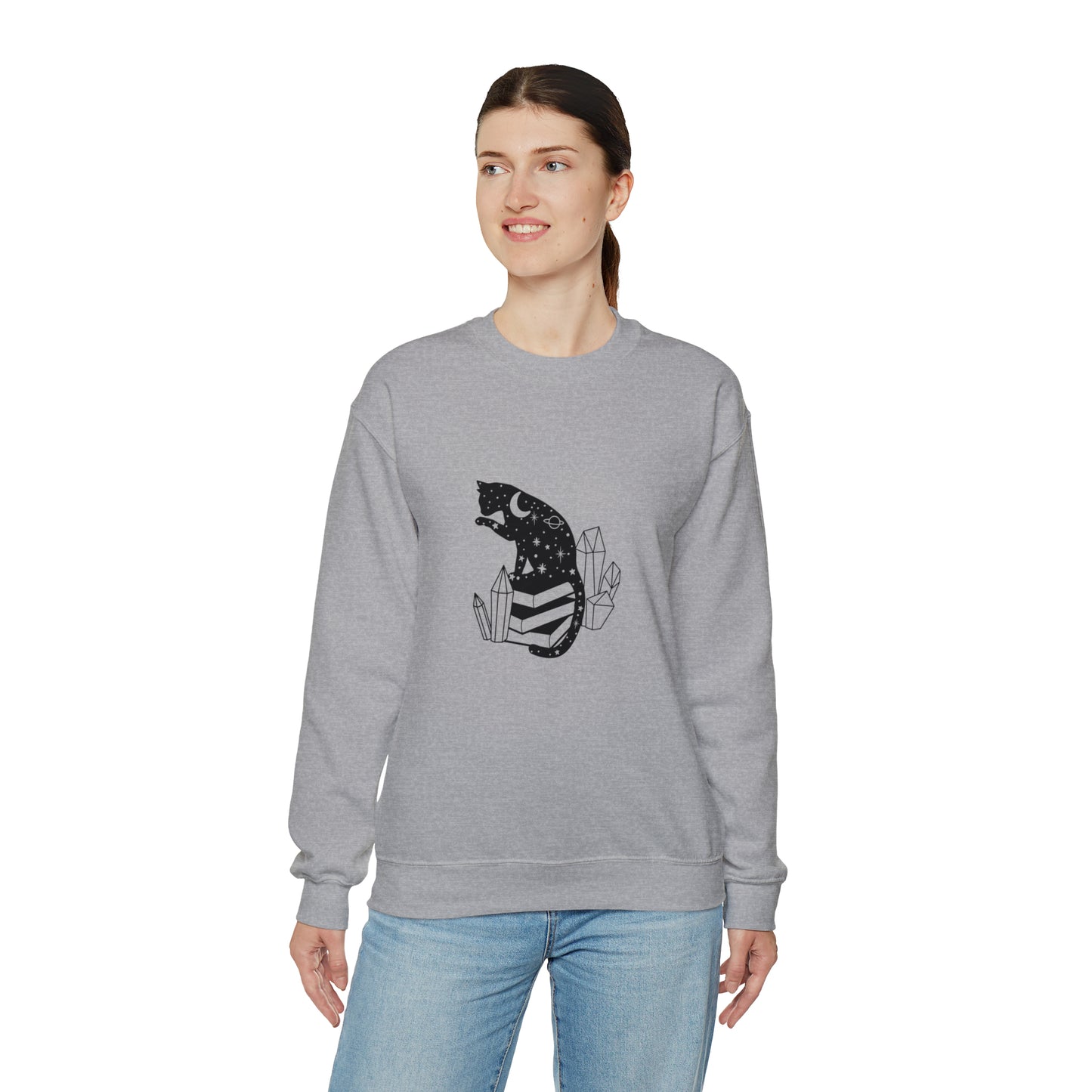 Cat lover Sweatshirt book lover sweater Crystal lover Shirt Halloween Cat Sweatshirt Gift for Cat Lover Gift for Cat Mom Gift moon