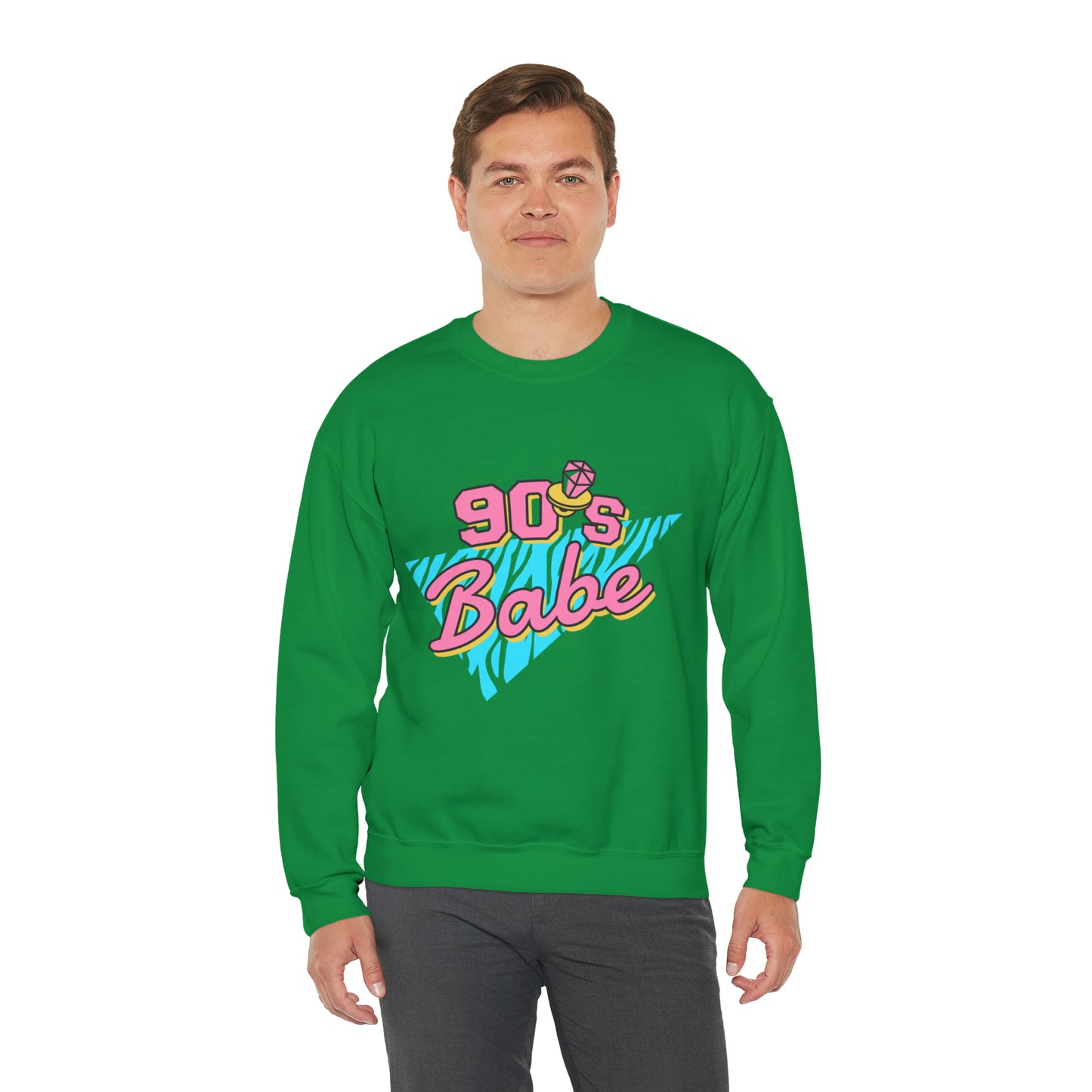 90's Babe Sweatshirt, Pink blue shirt, Unisex Heavy Blend Crewneck Sweatshirt