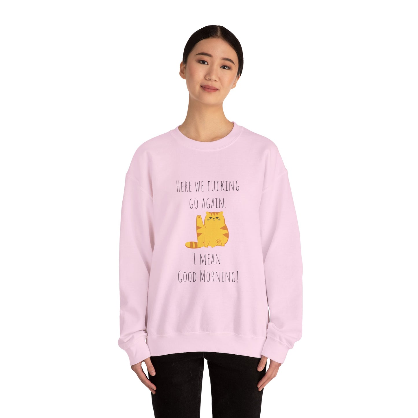 Grumpy cat sweater Here we go fucking again sweater gifts funny cat birthday gift Christmas sweatshirt gift for her for Women Christmas gift