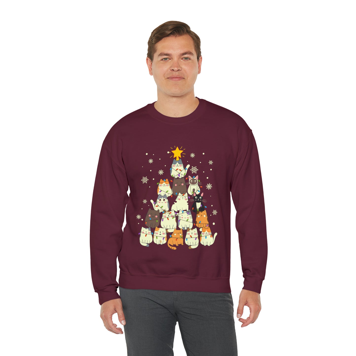 Cat Christmas sweater Kitty Christmas tree sweatshirt Family Cat lover gift for gift for him Merry Bright Christmas sweatshirt Christmas