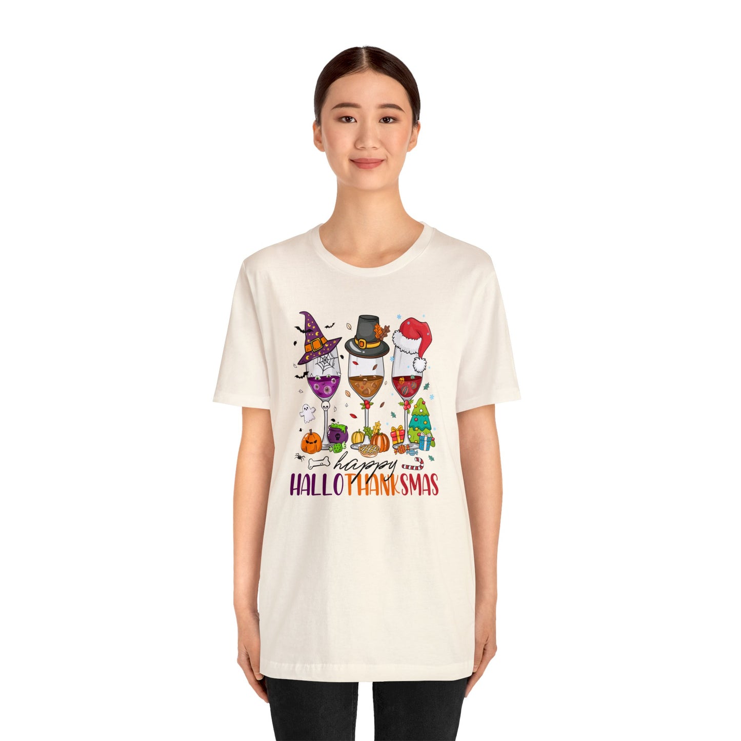 Wine lover shirt Happy holidays shirt Hallothanksmas gift for her gift for him happy Hallothanksmas Shirt Christmas gift Thanksgiving shirt