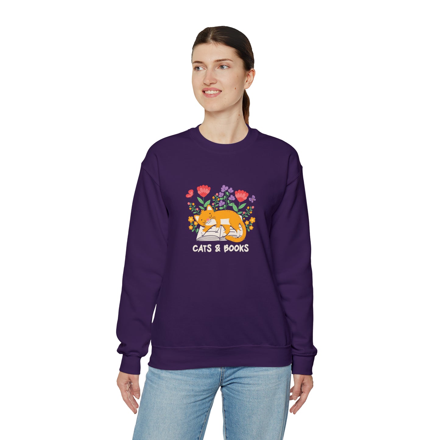 Cat Mom Shirt Cat Lover Tee Cute Book Cat Shirt Floral Book Shirt Book Lover Sweatshirt Reader Bookish Tee Cat Themed Gift For Women for Men