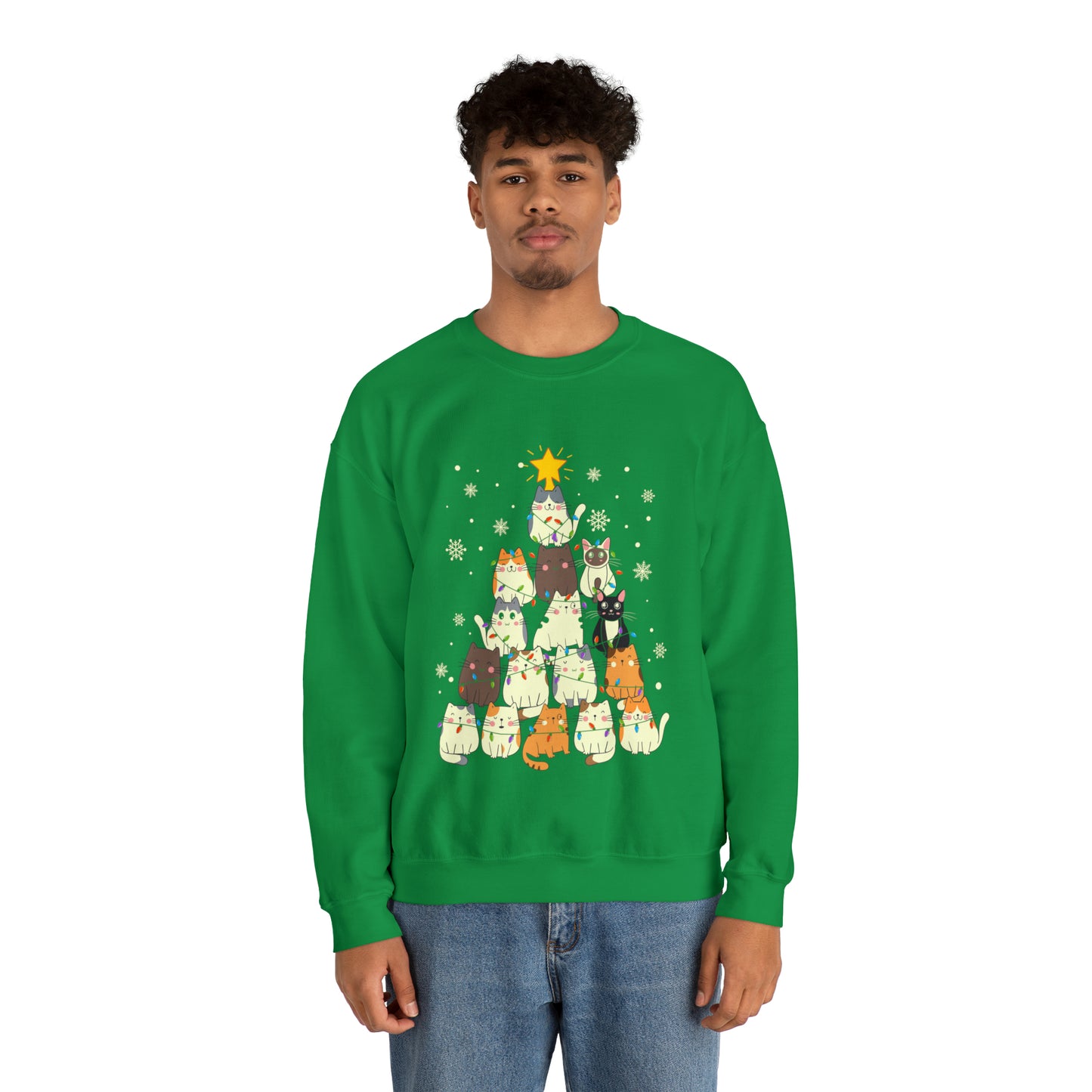 Cat Christmas sweater Kitty Christmas tree sweatshirt Family Cat lover gift for gift for him Merry Bright Christmas sweatshirt Christmas