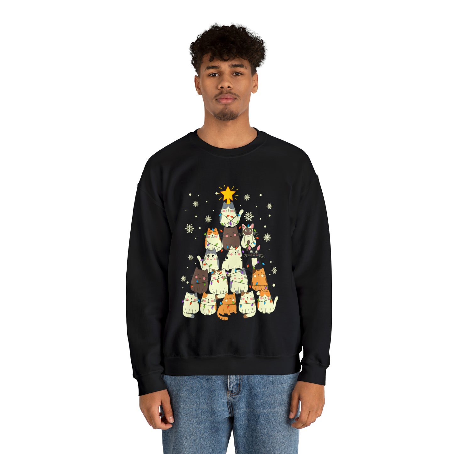 Cat Christmas sweater Kitty Christmas tree sweatshirt Family Cat lover gift for gift for him Merry Bright Christmas sweatshirt Christmas