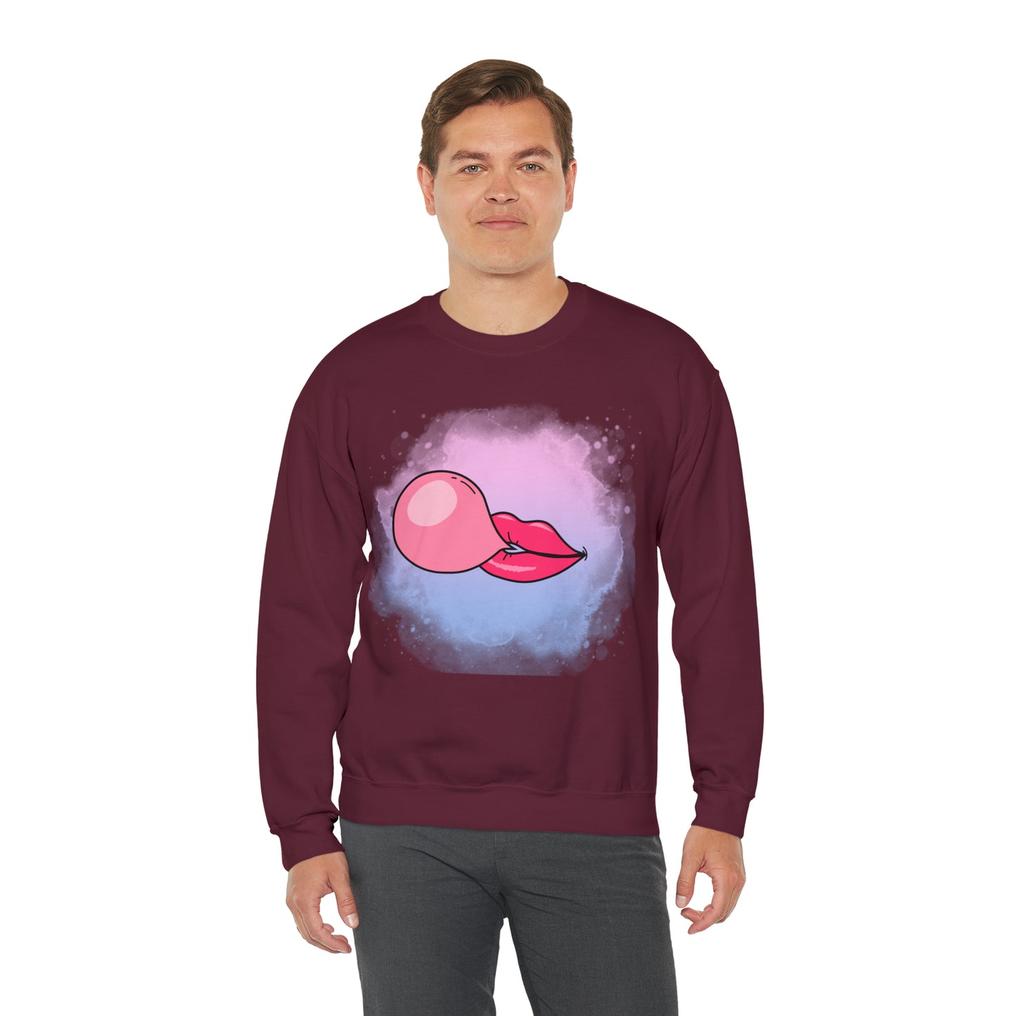 Bubble Gum kiss sweatshirt, Summer Bubblegum shirt, Birthday gift for her,Galantine travel sweatshirt,Unisex Heavy Blend Crewneck Sweatshirt