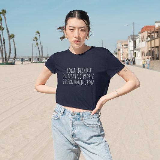 Yoga top yoga because punching people is frowned upon shirt women's rights shirt yogawear spiritual clothes bohemian gift for her Flowy