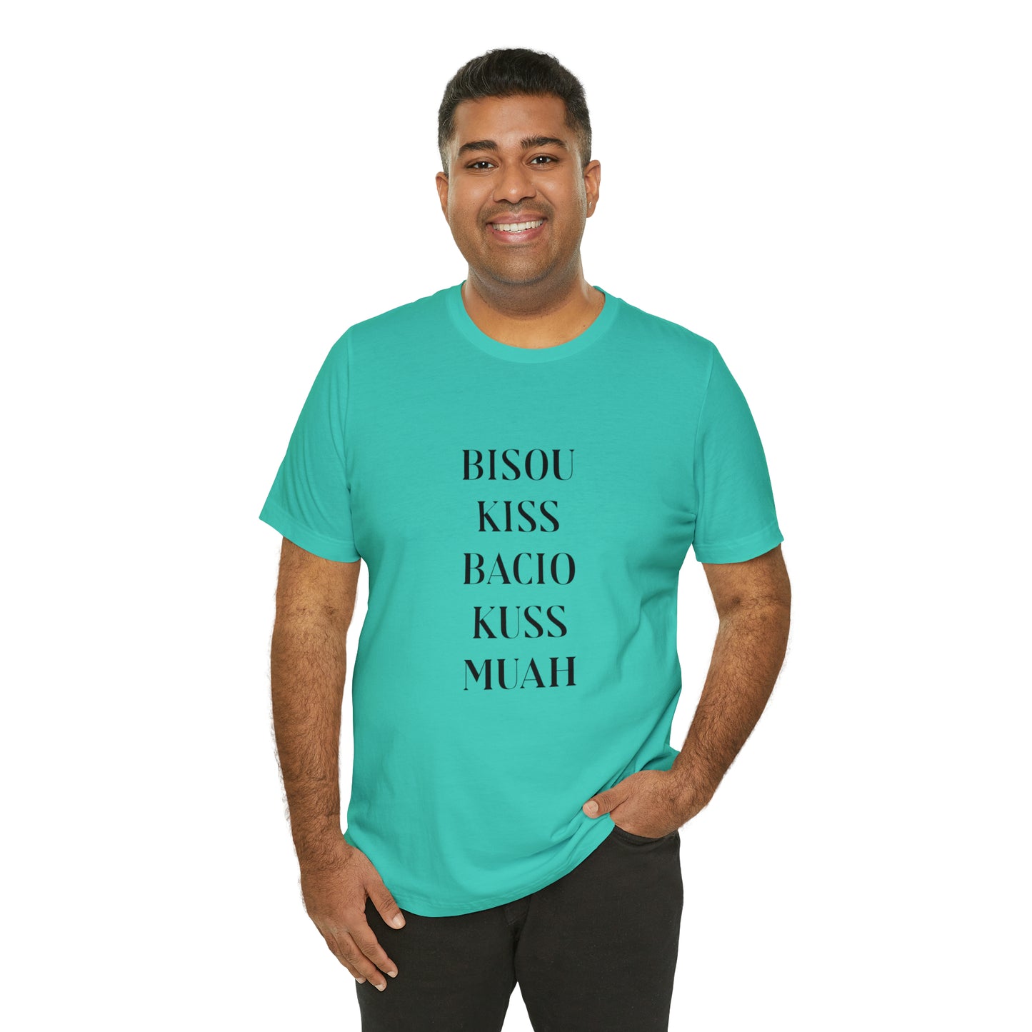 Bisou kiss shirt, travel shirt, best friend trip, girls vacation trip, Unisex Jersey Short Sleeve Tee