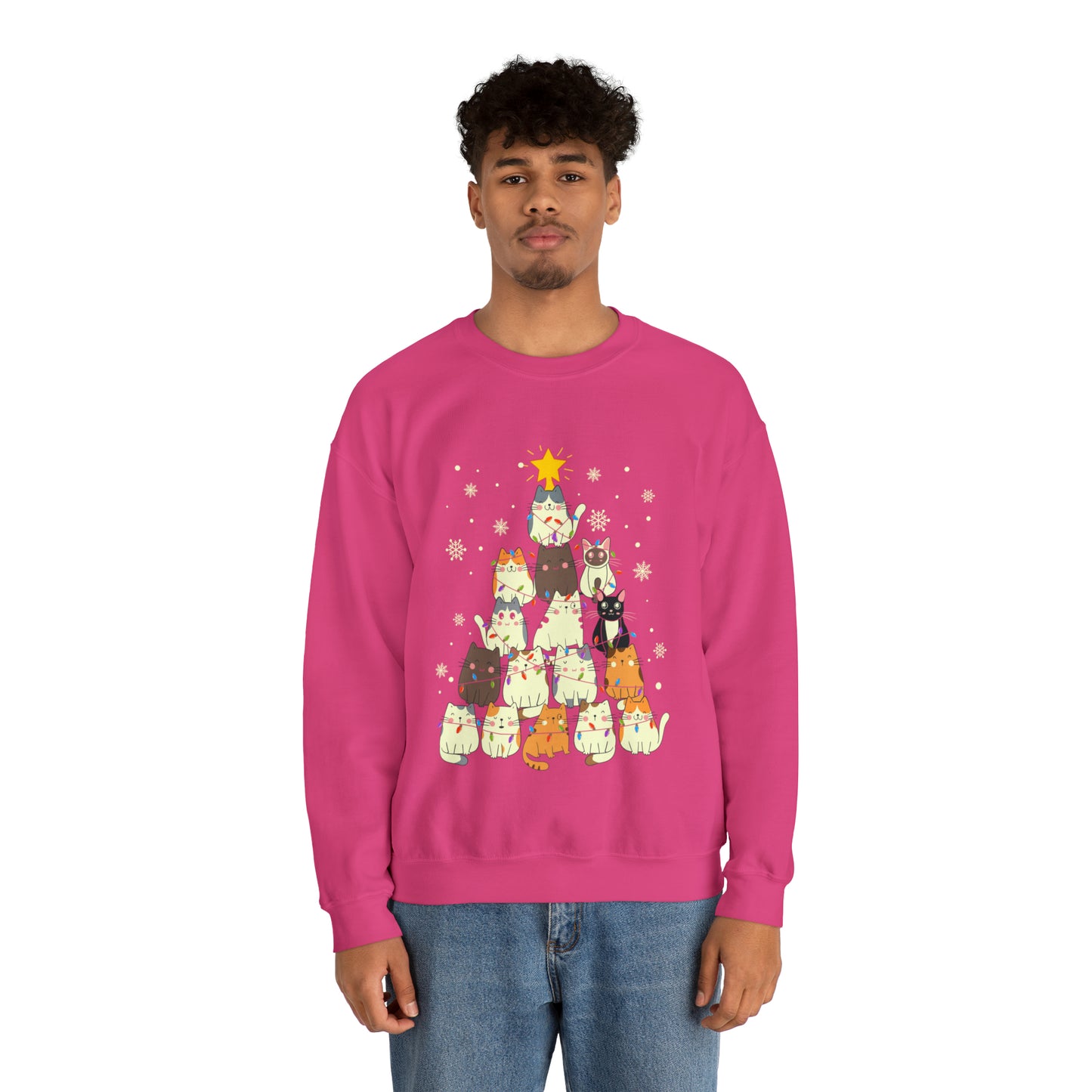 Cat Christmas sweater Kitty Christmas tree sweatshirt Family Cat lover gift for gift for him Merry Bright Christmas sweatshirt Christmas