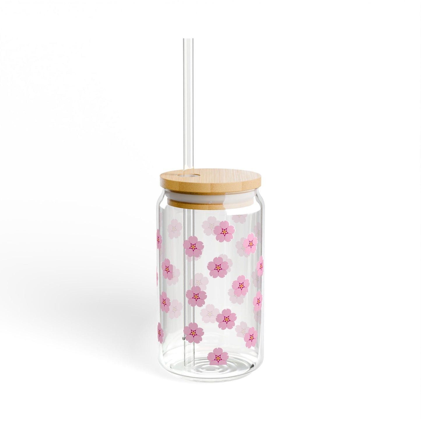 Pink floral sipper glass jar teacher drink floral glass Custom gift for her gift for teacher for mom for wife daughter bestie Sipper Glass