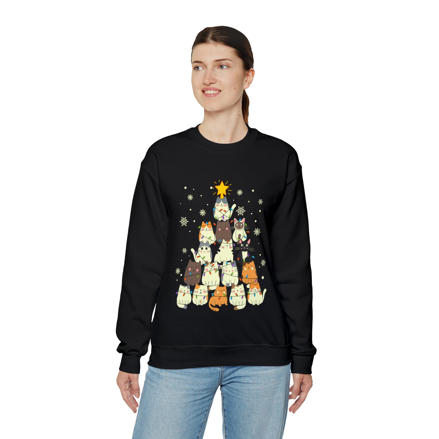 Cat Christmas sweater Kitty Christmas tree sweatshirt Family matching Merry Bright Christmas sweatshirt Christmas Sweater Holiday Christmas