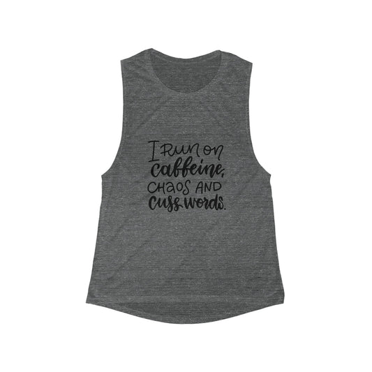 Caffeine Chaos Muscle Tank, Funny Women's Workout Shirt, Casual Summer Top, Gift for Her, Motivational Gym Wear