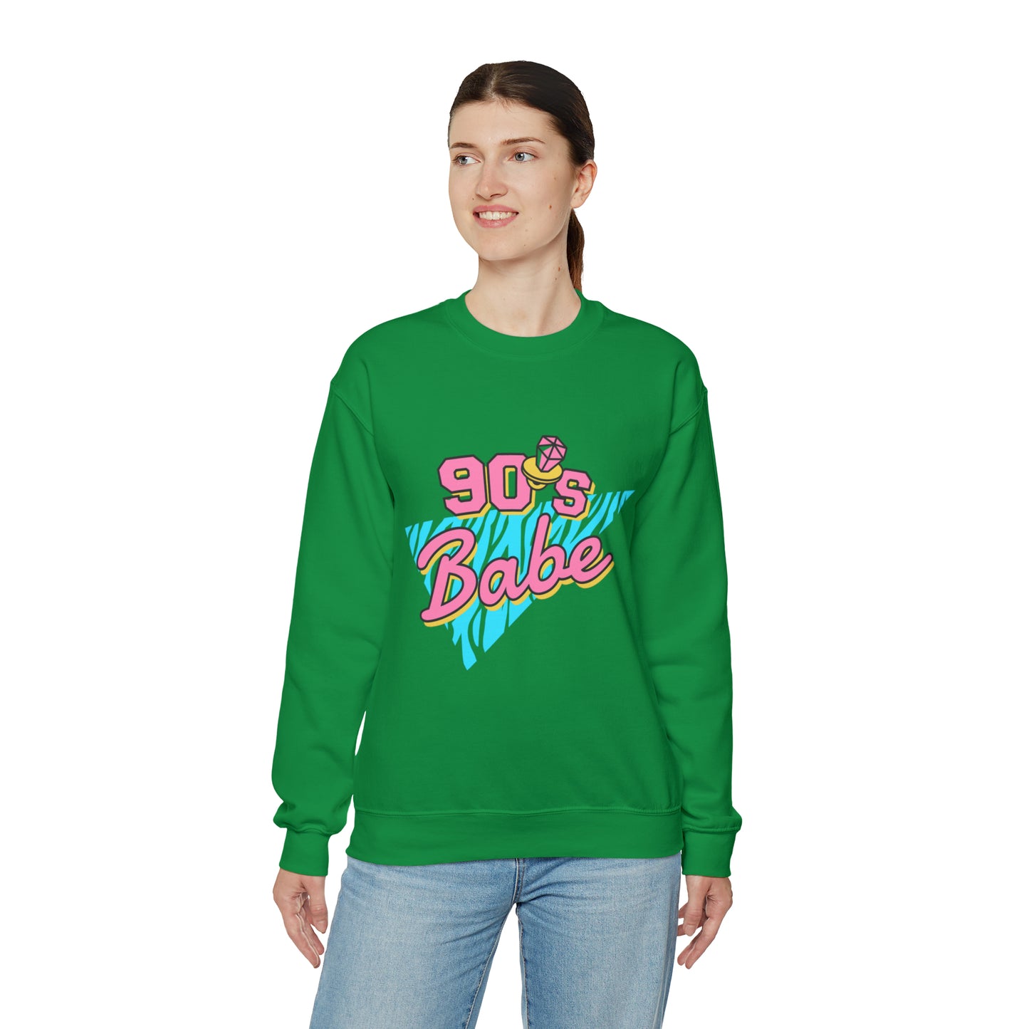 90's Babe Sweatshirt, Pink blue shirt, Unisex Heavy Blend Crewneck Sweatshirt