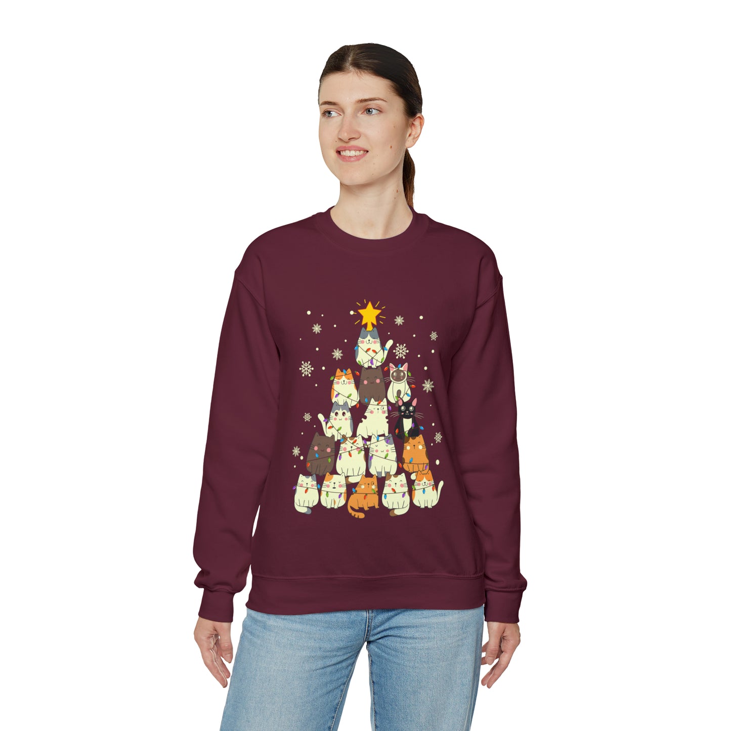 Cat Christmas sweater Kitty Christmas tree sweatshirt Family Cat lover gift for gift for him Merry Bright Christmas sweatshirt Christmas