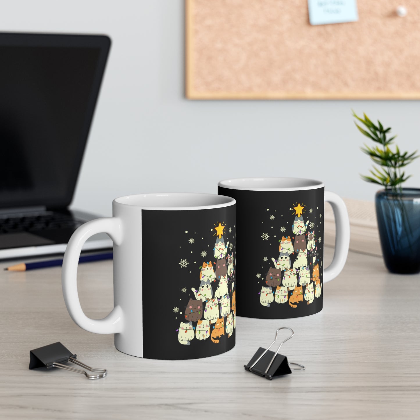 Christmas Cat tree, Cat lover gift coffee lover gift tea lover gift gift for her gift for him Ceramic Mug 11oz Best friend Christmas gift