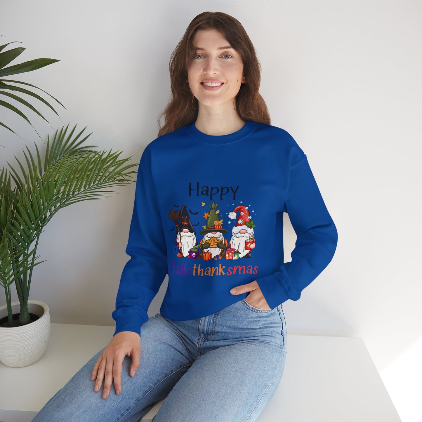 Happy Hallothanksmas Sweatshirt gnome Halloween sweater Gift For her for him Christmas Sweatshirt Cute Halloween Sweater HalloweenSweatshirt