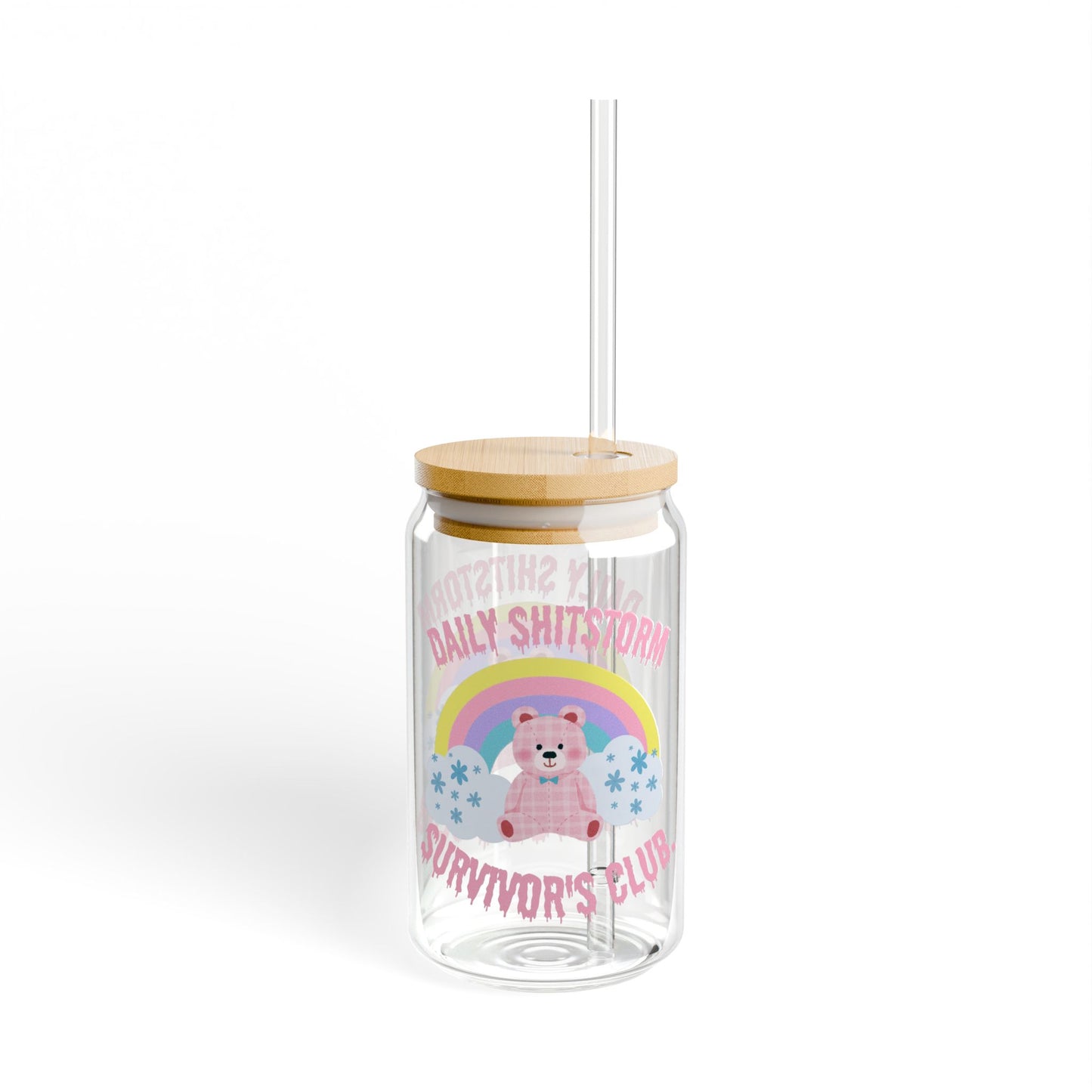 Funny Boss glass Daily Shitstorm survivor's club mug sipper glass floral glass gift for her gift for teacher for mom bestie Sipper Glass