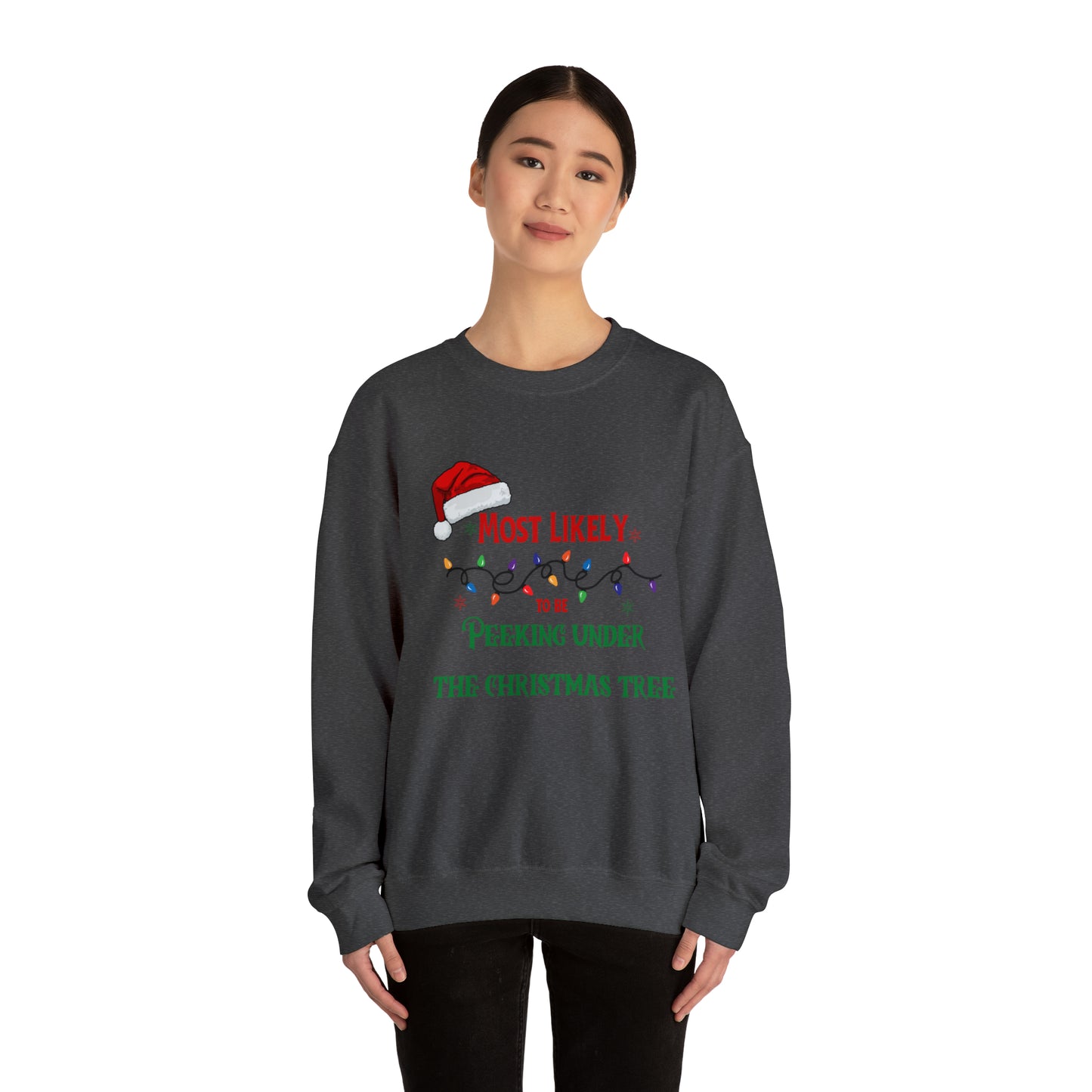 Matching Family Christmas Shirts Most likely to peek under the Christmas tree Santa claus Hat family tshirts Family Christmas Shirt, Matching Xmas Tees Custom Christmas T shirt photos
