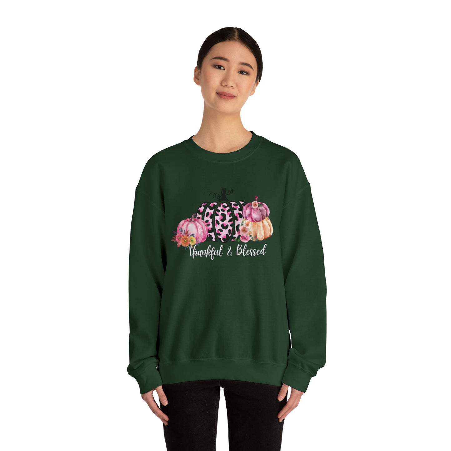 Thankful and blessed Sweatshirt thanksgiving sweater gift for her women's sweater best friend gift Christmas gift pink pumpkin