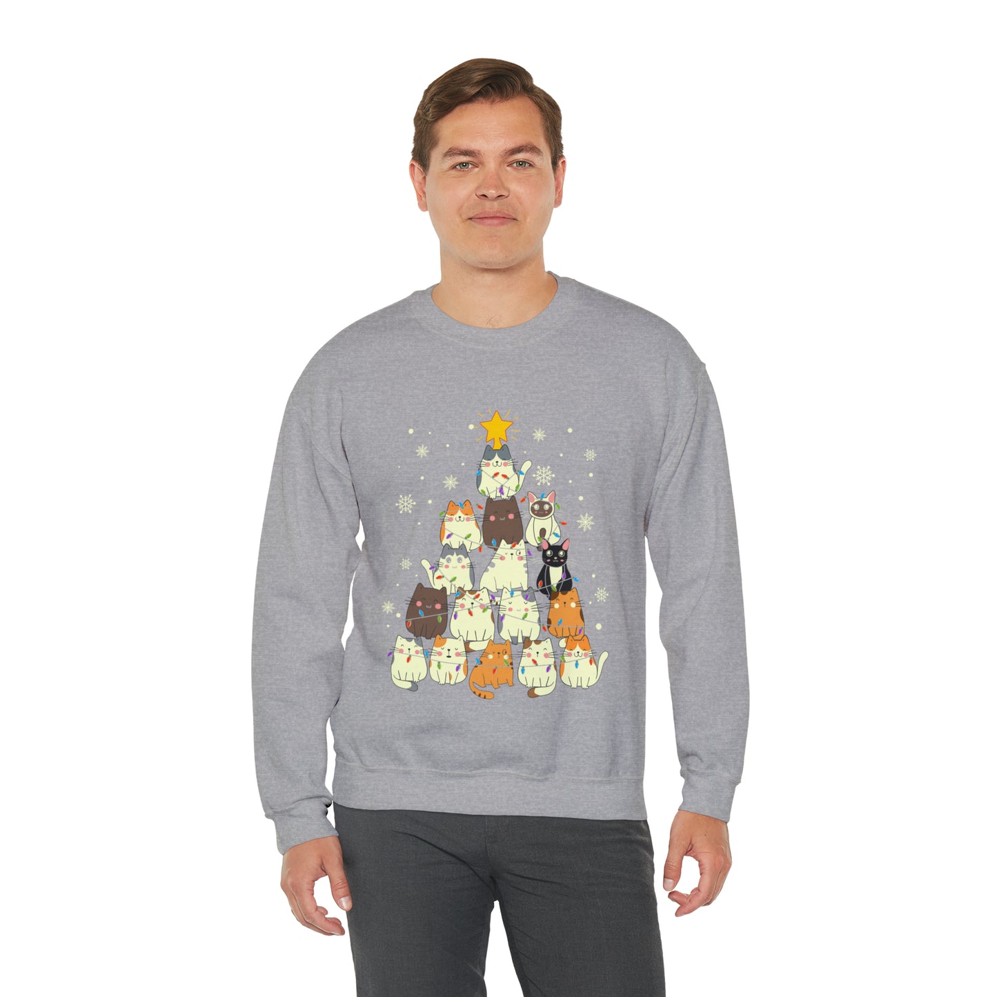 Cat Christmas sweater Kitty Christmas tree sweatshirt Family Cat lover gift for gift for him Merry Bright Christmas sweatshirt Christmas