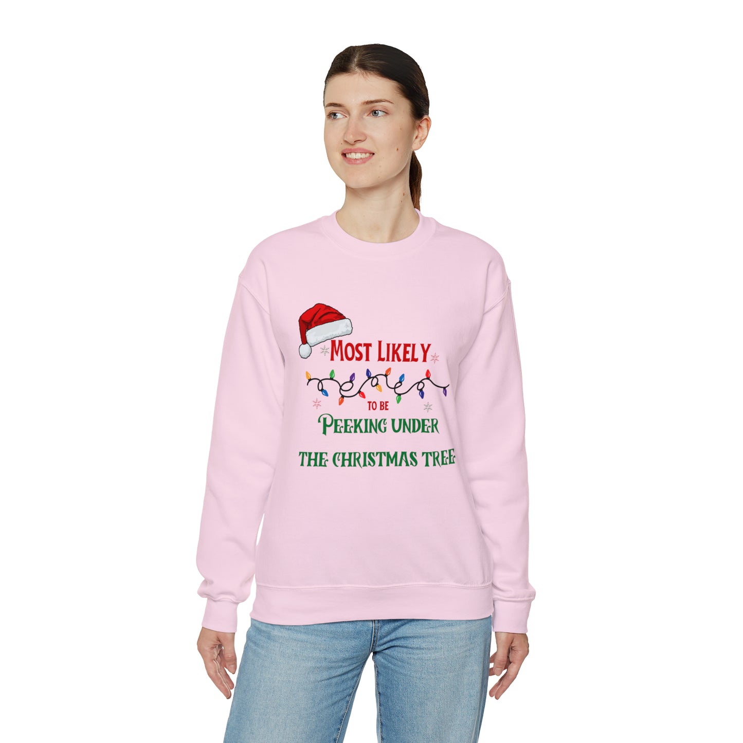 Matching Family Christmas Shirts Most likely to peek under the Christmas tree Santa claus Hat family tshirts Family Christmas Shirt, Matching Xmas Tees Custom Christmas T shirt photos