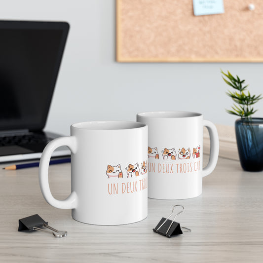 Funny cat Christmas mug un deux trois Cat lover gift coffee lover gift tea lover gift gift for her gift for him Mug 11oz Christmasgift